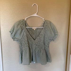 pac-sun green and white blouse